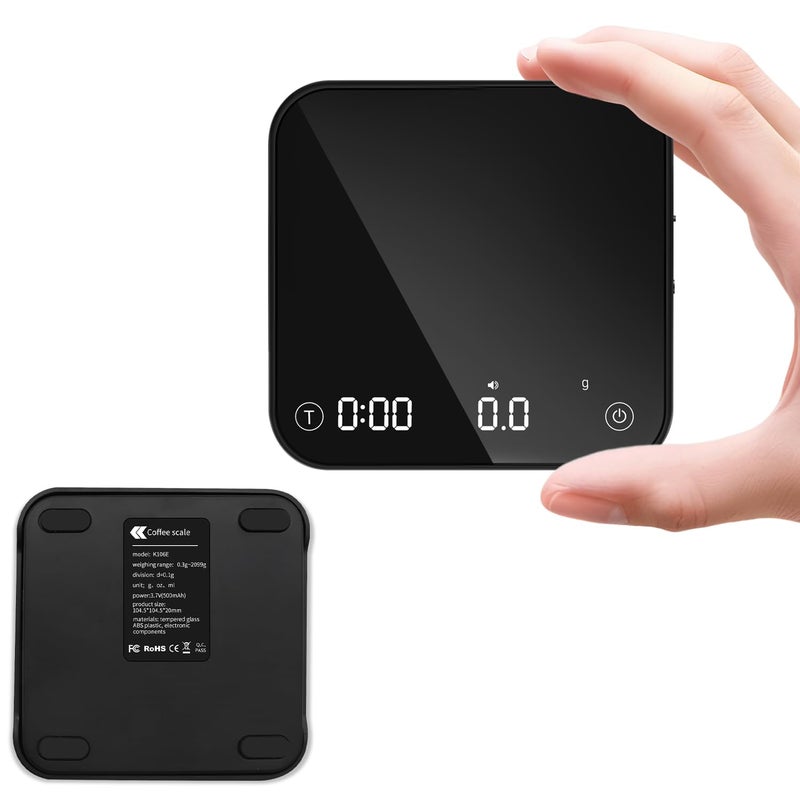 Styuanmmy Mini Coffee Scale with Timer Automatic, 0.1g/2000g Rechargeable Precision Espresso Scale - Image 1